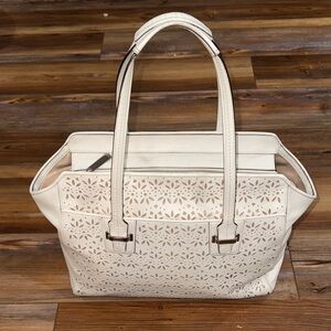 COACH Taylor Eyelet Chalk Leather Carryall Tote Bag F27391